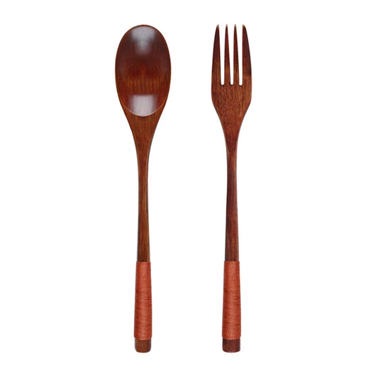 2Pcs Wooden Spoon Fork